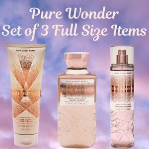 Set of 3 Bath & Body Works - Pure Wonder Body Cream, Body Wash & Fragrance Mist